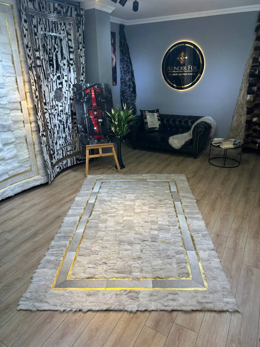 1. Kalite Gerçek Koyun Derisi Halı – %100 Doğal, Suet Kaymaz Taban