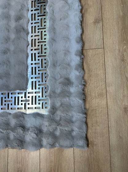 1. Kalite Gri Peluş Halı  - Kaymaz Suet Taban