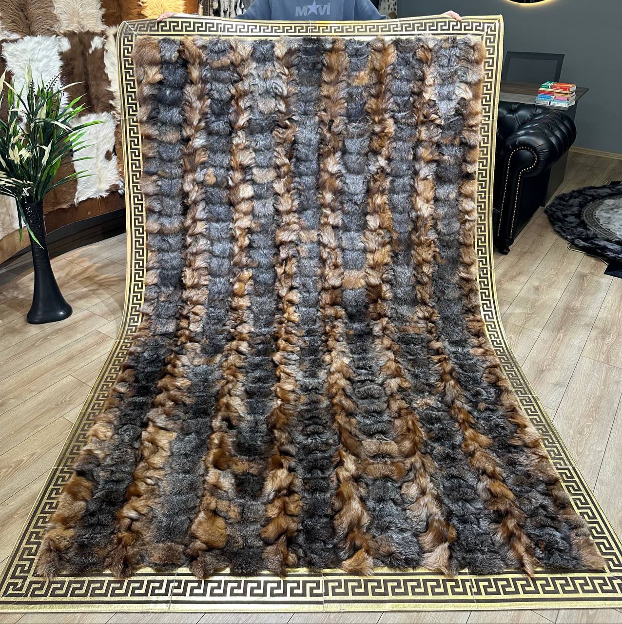 100% Orjinal Renk Boyasız 1. Kalite Tilki Kürk Halı