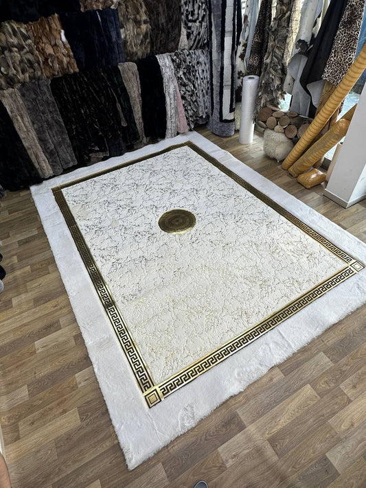 Kalite El Yapımı Beyaz Peluş Halı – Yumuşak ve Şık Tasarım